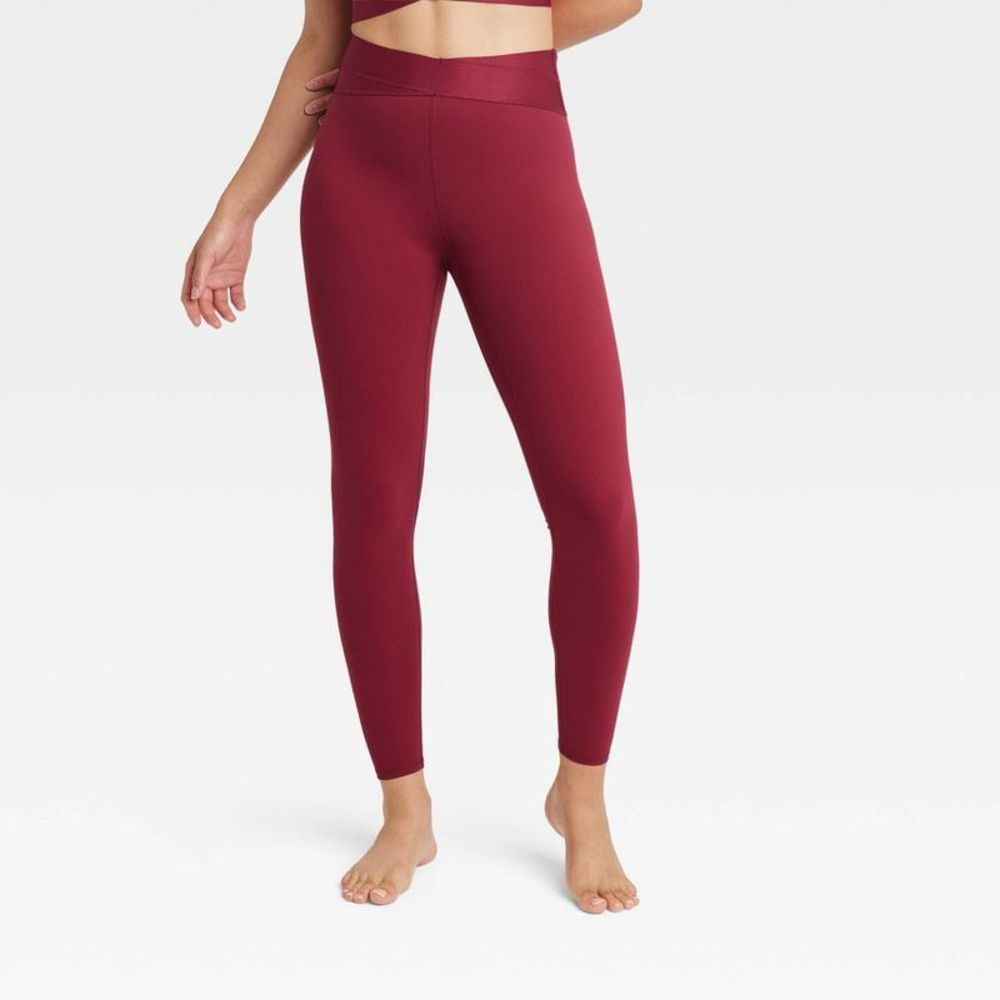 Women's High-Rise Wrap Waistband Leggings - JoyLab Wine Red XL